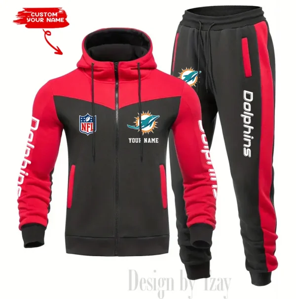 Miami Dolphins Men's Tracksuit Hooded Zipper Fashion Casual Sports SPTMTHZFCS020 - Image 2