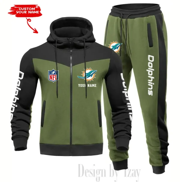 Miami Dolphins Men's Tracksuit Hooded Zipper Fashion Casual Sports SPTMTHZFCS020 - Image 3