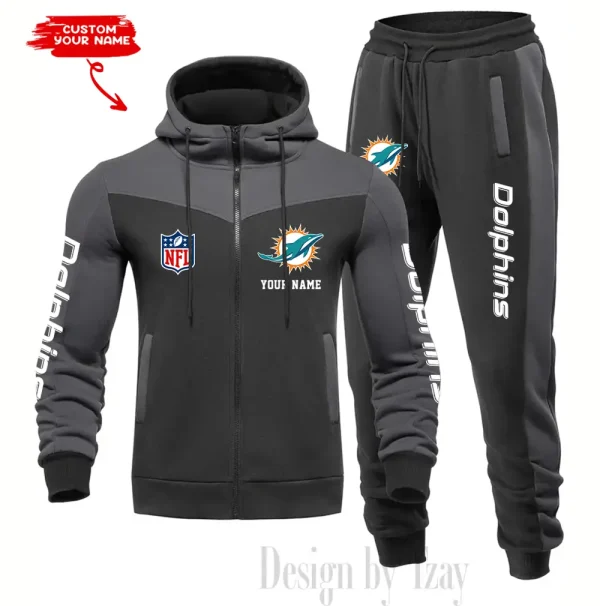 Miami Dolphins Men's Tracksuit Hooded Zipper Fashion Casual Sports SPTMTHZFCS020 - Image 4