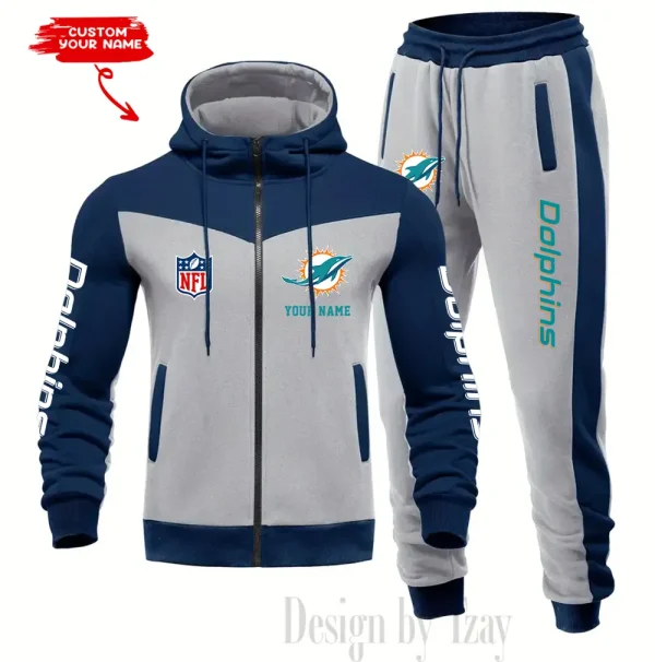 Miami Dolphins Men's Tracksuit Hooded Zipper Fashion Casual Sports SPTMTHZFCS020 - Image 5