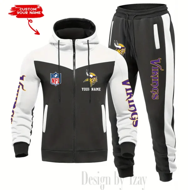 Minnesota Vikings Men's Tracksuit Hooded Zipper Fashion Casual Sports SPTMTHZFCS021