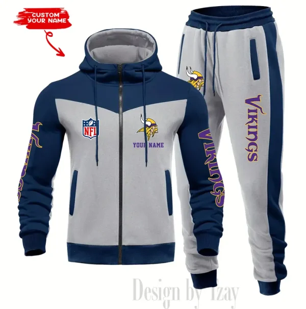Minnesota Vikings Men's Tracksuit Hooded Zipper Fashion Casual Sports SPTMTHZFCS021 - Image 2