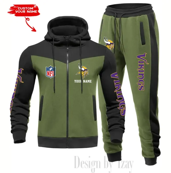 Minnesota Vikings Men's Tracksuit Hooded Zipper Fashion Casual Sports SPTMTHZFCS021 - Image 4