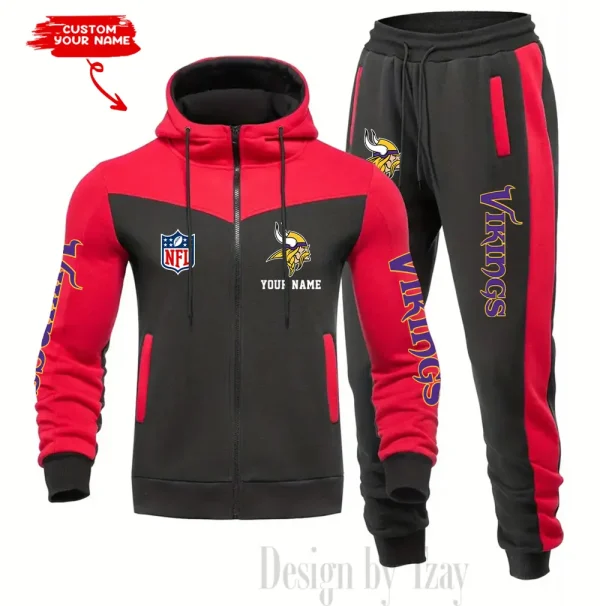 Minnesota Vikings Men's Tracksuit Hooded Zipper Fashion Casual Sports SPTMTHZFCS021 - Image 5
