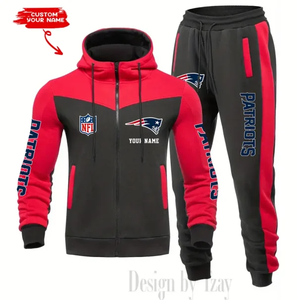 New England Patriots Men's Tracksuit Hooded Zipper Fashion Casual Sports SPTMTHZFCS022 - Image 2