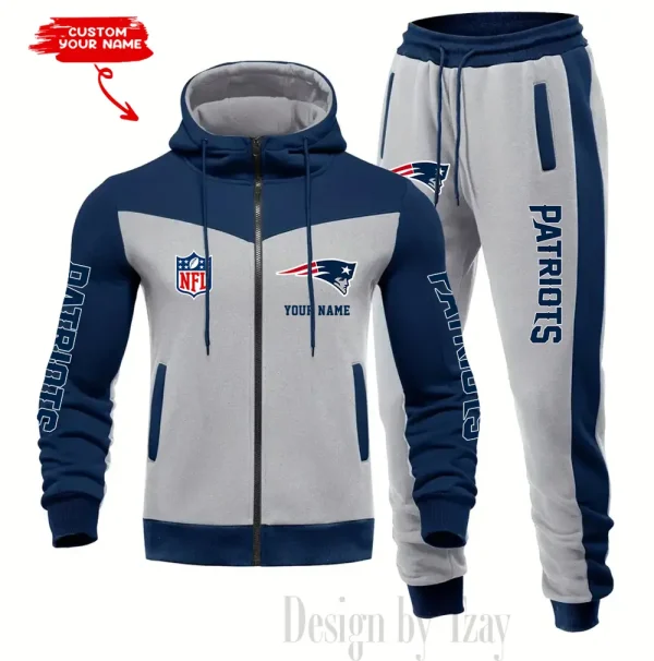 New England Patriots Men's Tracksuit Hooded Zipper Fashion Casual Sports SPTMTHZFCS022 - Image 5