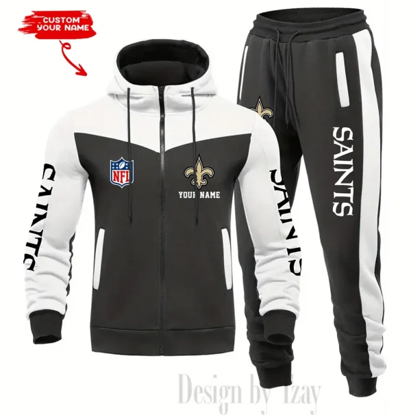 New Orleans Saints Men's Tracksuit Hooded Zipper Fashion Casual Sports SPTMTHZFCS023