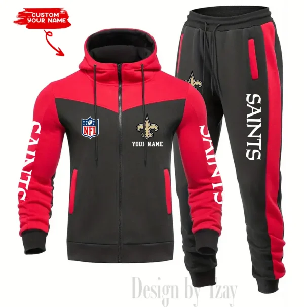 New Orleans Saints Men's Tracksuit Hooded Zipper Fashion Casual Sports SPTMTHZFCS023 - Image 5