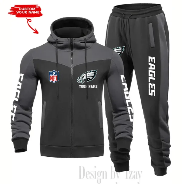 Philadelphia Eagles Men's Tracksuit Hooded Zipper Fashion Casual Sports SPTMTHZFCS026 - Image 4