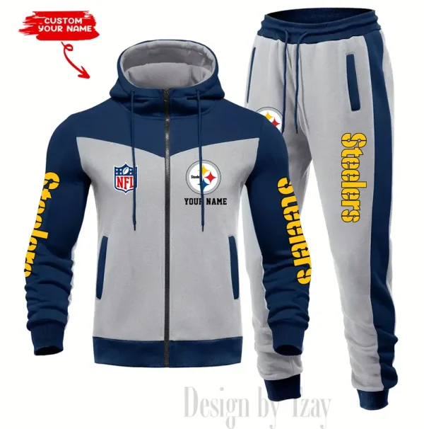 Pittsburgh Steelers Men's Tracksuit Hooded Zipper Fashion Casual Sports SPTMTHZFCS027