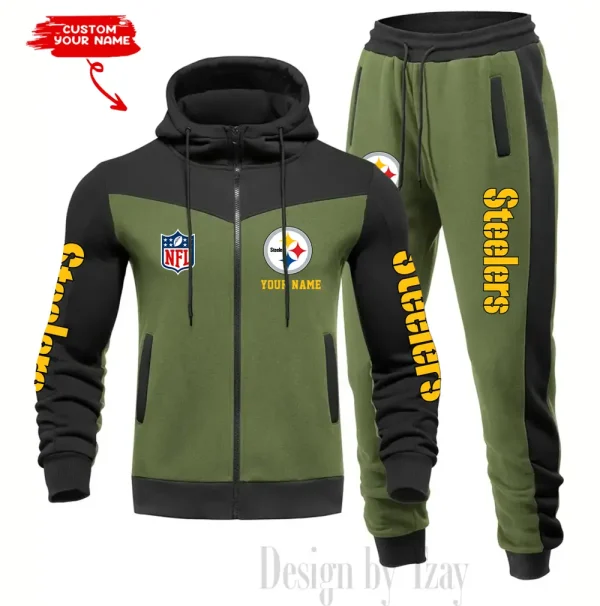 Pittsburgh Steelers Men's Tracksuit Hooded Zipper Fashion Casual Sports SPTMTHZFCS027 - Image 3