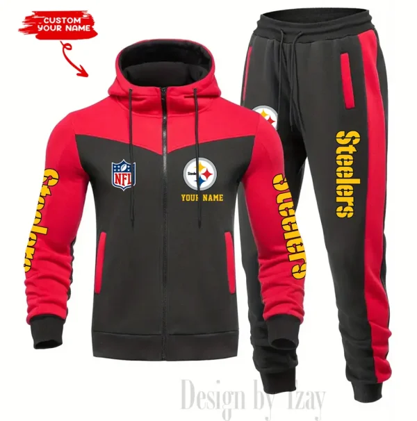 Pittsburgh Steelers Men's Tracksuit Hooded Zipper Fashion Casual Sports SPTMTHZFCS027 - Image 4