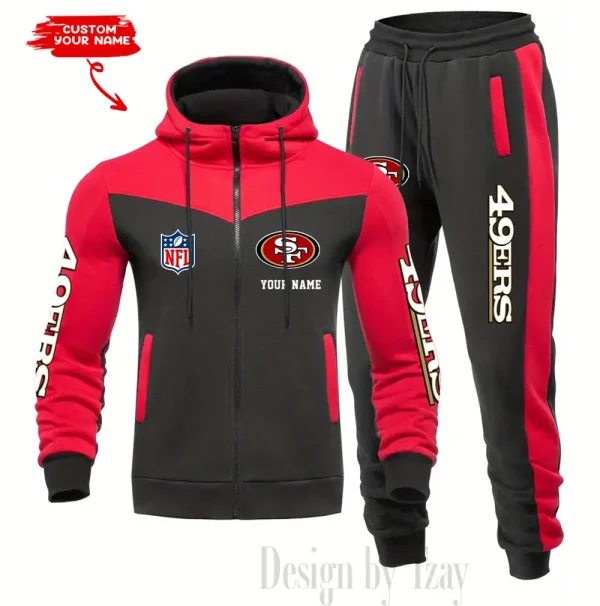 San Francisco 49ers Men's Tracksuit Hooded Zipper Fashion Casual Sports SPTMTHZFCS028