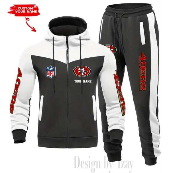 San Francisco 49ers Men's Tracksuit Hooded Zipper Fashion Casual Sports SPTMTHZFCS028 - Image 2