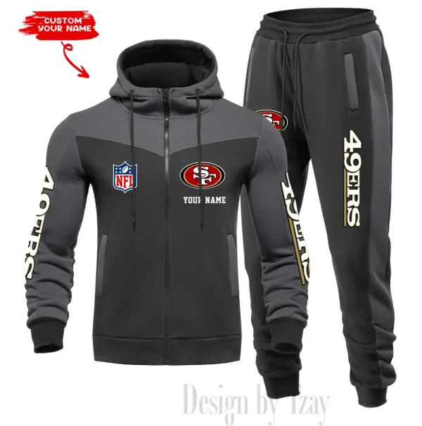 San Francisco 49ers Men's Tracksuit Hooded Zipper Fashion Casual Sports SPTMTHZFCS028 - Image 4