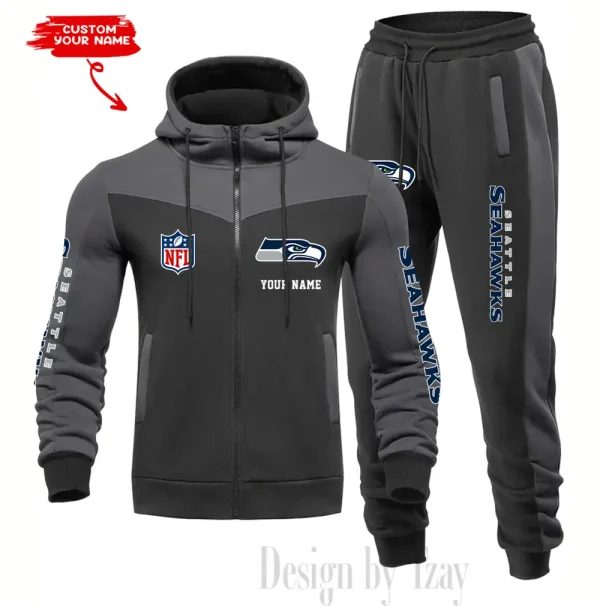 Seattle Seahawks Men's Tracksuit Hooded Zipper Fashion Casual Sports SPTMTHZFCS029 - Image 2
