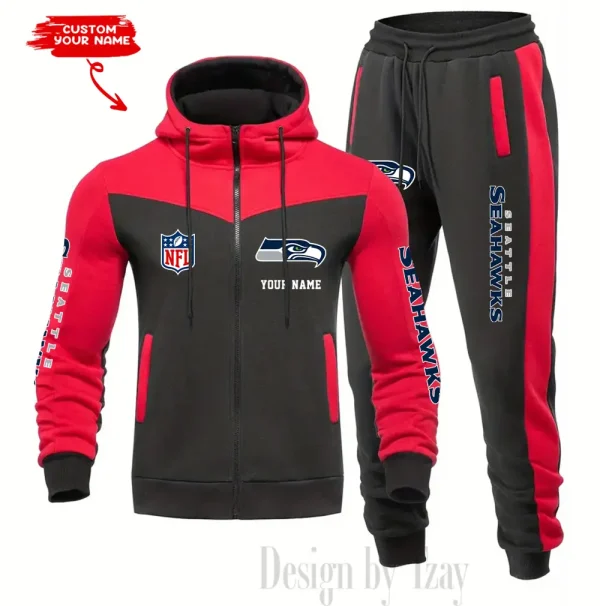 Seattle Seahawks Men's Tracksuit Hooded Zipper Fashion Casual Sports SPTMTHZFCS029 - Image 4