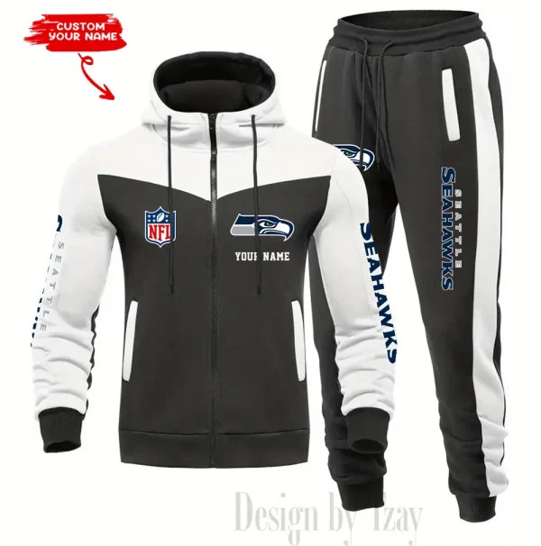 Seattle Seahawks Men's Tracksuit Hooded Zipper Fashion Casual Sports SPTMTHZFCS029 - Image 5