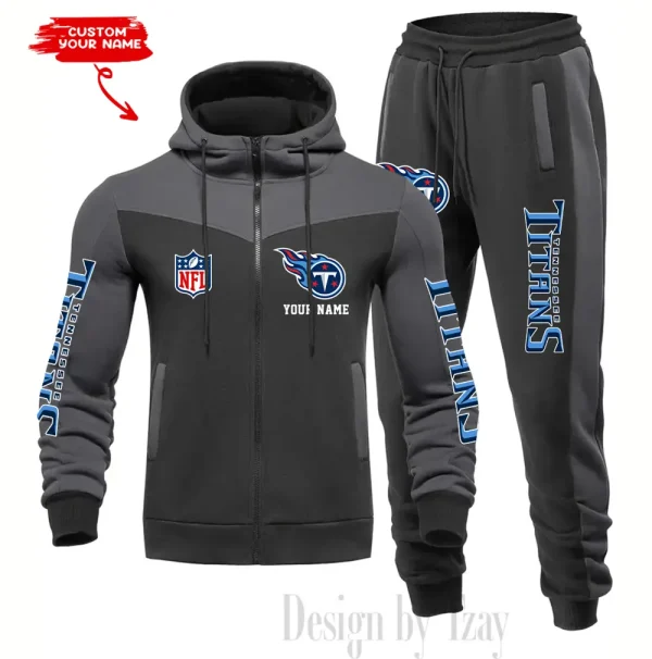 Tennessee Titans Men's Tracksuit Hooded Zipper Fashion Casual Sports SPTMTHZFCS031 - Image 2