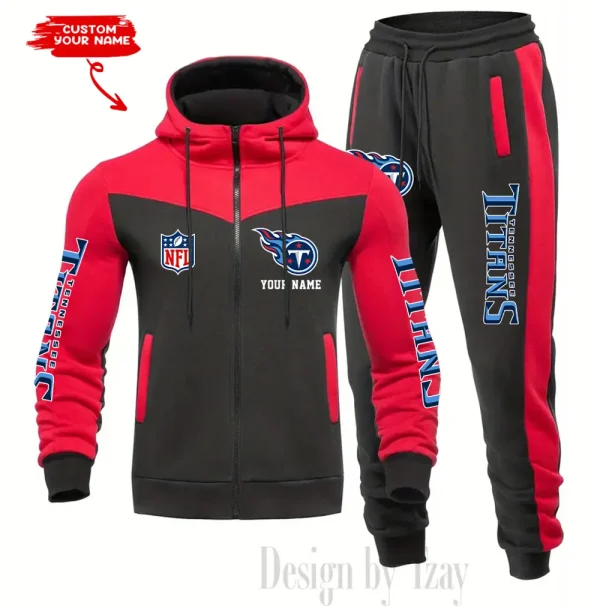 Tennessee Titans Men's Tracksuit Hooded Zipper Fashion Casual Sports SPTMTHZFCS031 - Image 3