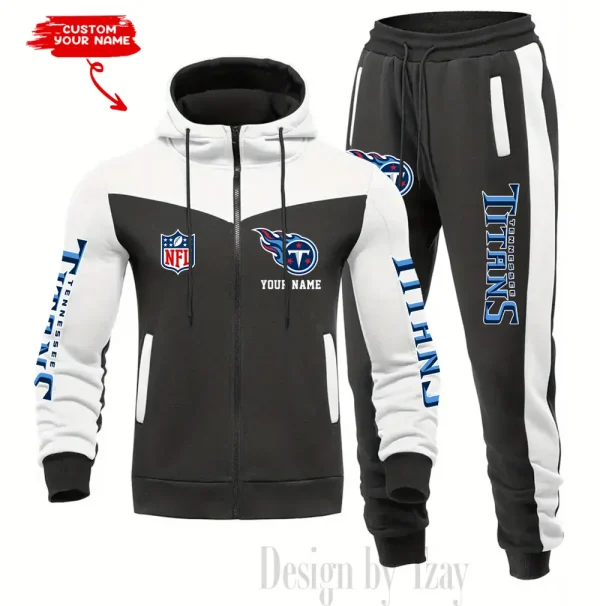 Tennessee Titans Men's Tracksuit Hooded Zipper Fashion Casual Sports SPTMTHZFCS031 - Image 4