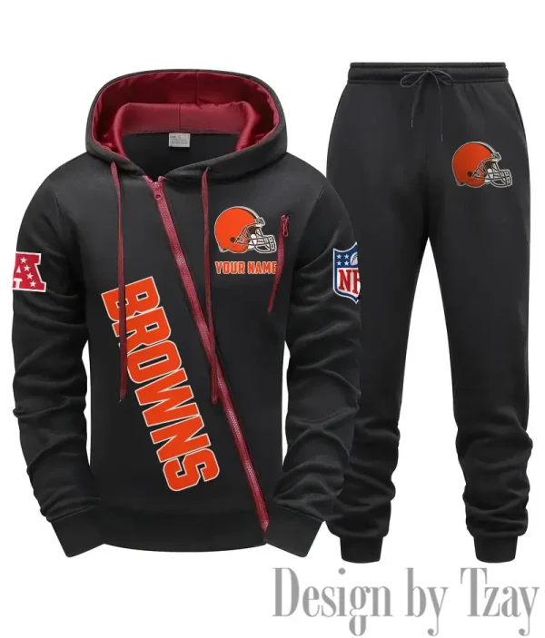 Cleveland Browns Men Fall&winter Daily Casual Sporty Jogging Suit Urban Fashion SPTMDCSJS008 - Image 3