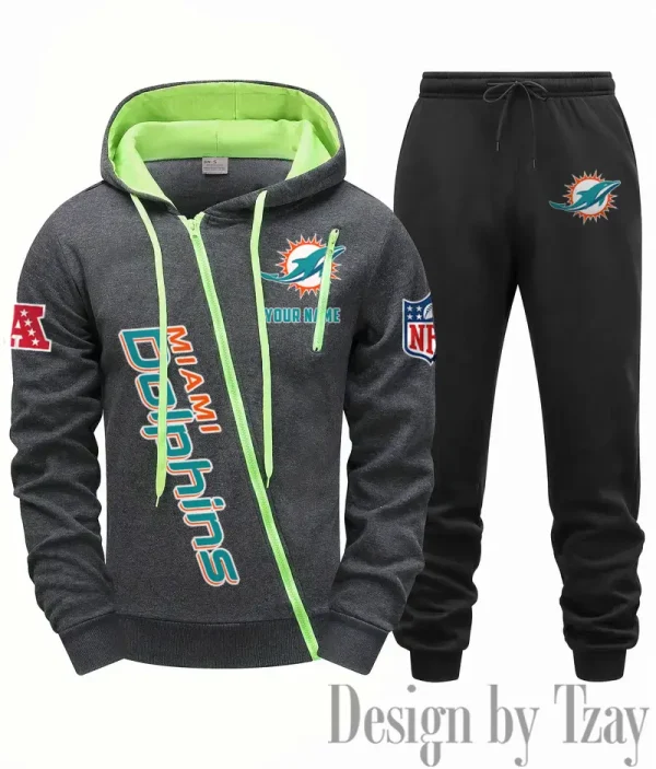 Miami Dolphins Men Fall&winter Daily Casual Sporty Jogging Suit Urban Fashion SPTMDCSJS020