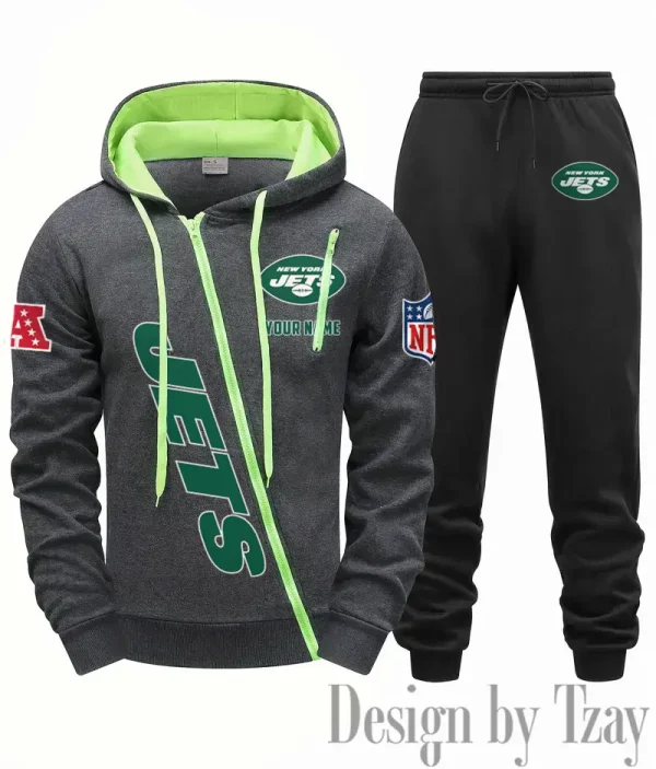 New York Jets Men Fall&winter Daily Casual Sporty Jogging Suit Urban Fashion SPTMDCSJS025
