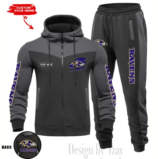 Baltimore Ravens Men's Tracksuit Hooded Zipper Fashion Casual Sports SPTMTHZFCS035 - Image 3