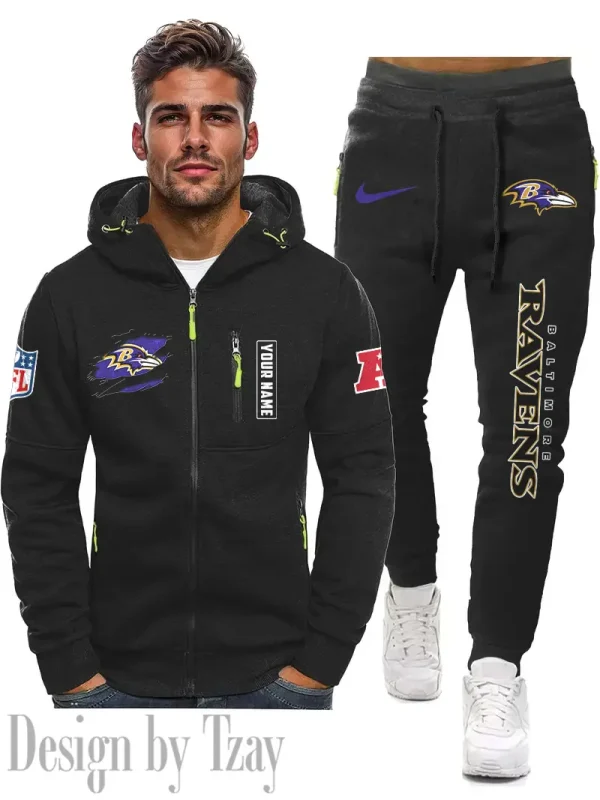 Baltimore Ravens 2D Zipper Hoodie And Jogger Spring Autumn Fashion 2025 SPTM2DZHAJ255 - Image 2