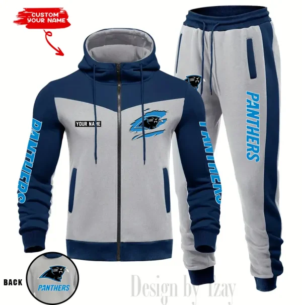 Carolina Panthers Men's Tracksuit Hooded Zipper Fashion Casual Sports SPTMTHZFCS037