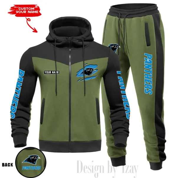 Carolina Panthers Men's Tracksuit Hooded Zipper Fashion Casual Sports SPTMTHZFCS037 - Image 2