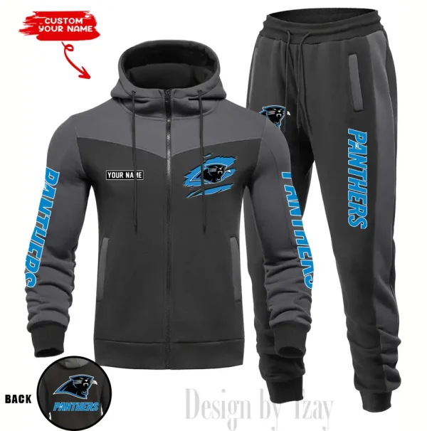 Carolina Panthers Men's Tracksuit Hooded Zipper Fashion Casual Sports SPTMTHZFCS037 - Image 3