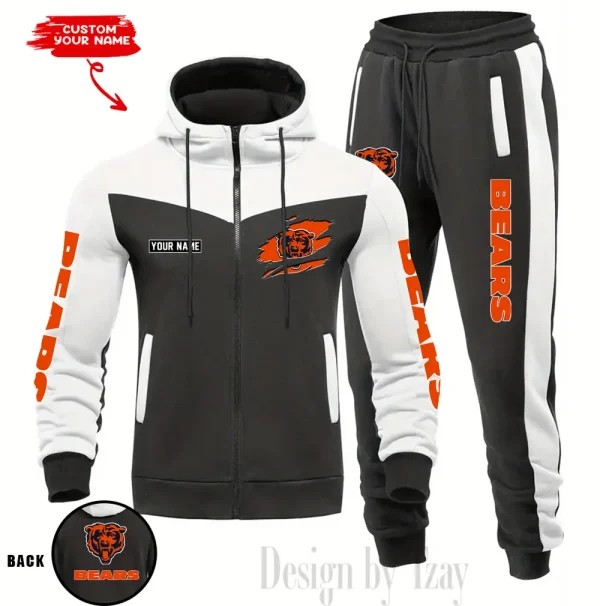 Chicago Bears Men's Tracksuit Hooded Zipper Fashion Casual Sports SPTMTHZFCS038
