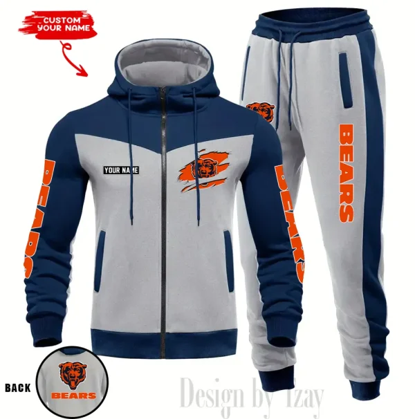 Chicago Bears Men's Tracksuit Hooded Zipper Fashion Casual Sports SPTMTHZFCS038 - Image 2