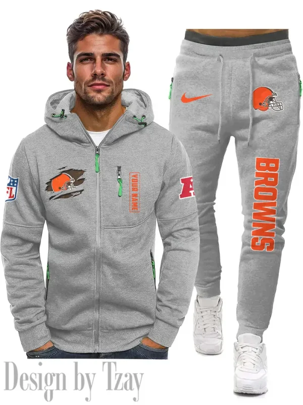 Cleveland Browns 2D Zipper Hoodie And Jogger Spring Autumn Fashion 2025 SPTM2DZHAJ260