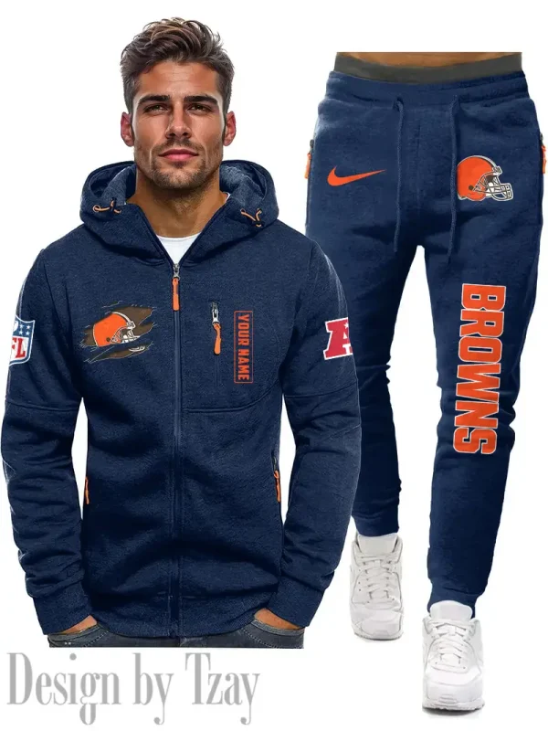 Cleveland Browns 2D Zipper Hoodie And Jogger Spring Autumn Fashion 2025 SPTM2DZHAJ260 - Image 2