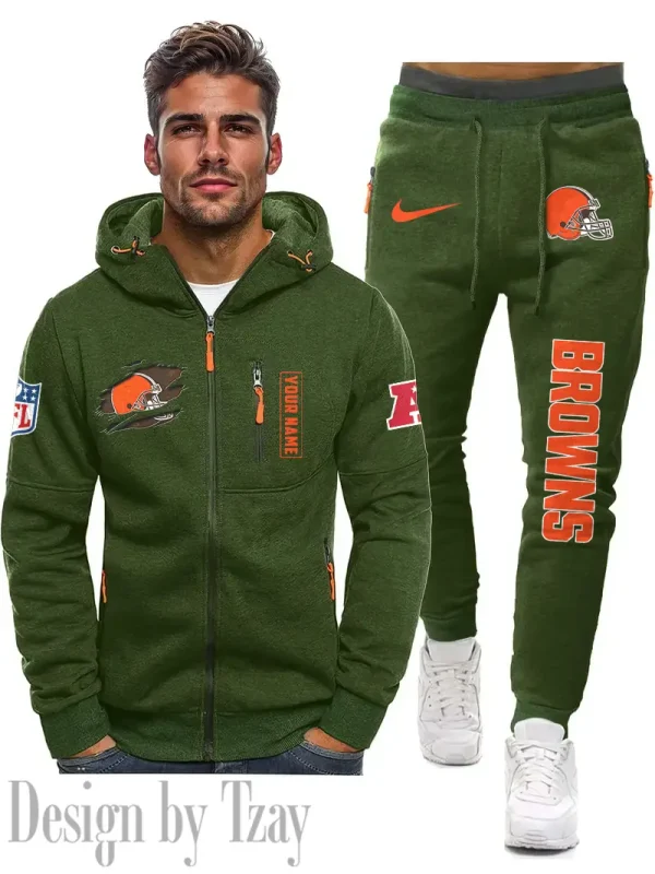 Cleveland Browns 2D Zipper Hoodie And Jogger Spring Autumn Fashion 2025 SPTM2DZHAJ260 - Image 3