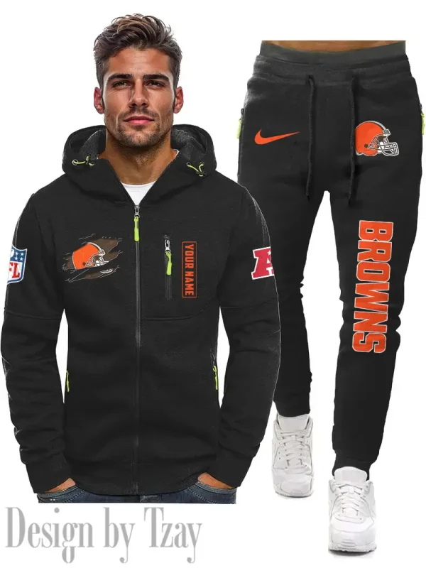 Cleveland Browns 2D Zipper Hoodie And Jogger Spring Autumn Fashion 2025 SPTM2DZHAJ260 - Image 4