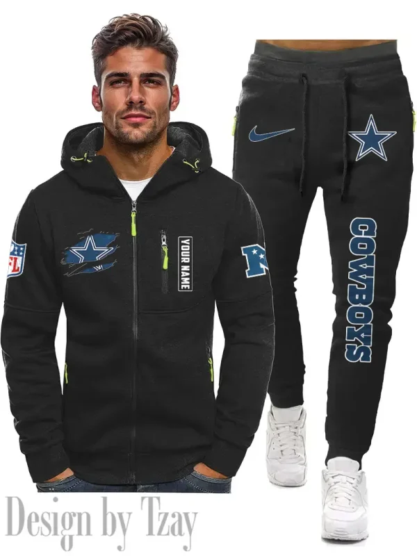 Dallas Cowboys 2D Zipper Hoodie And Jogger Spring Autumn Fashion 2025 SPTM2DZHAJ261 - Image 2