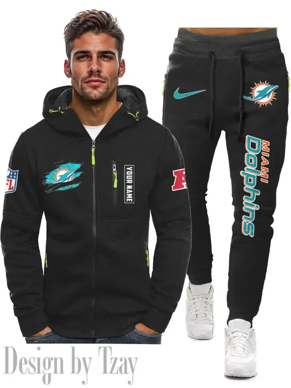 Miami Dolphins 2D Zipper Hoodie And Jogger Spring Autumn Fashion 2025 SPTM2DZHAJ272 - Image 2