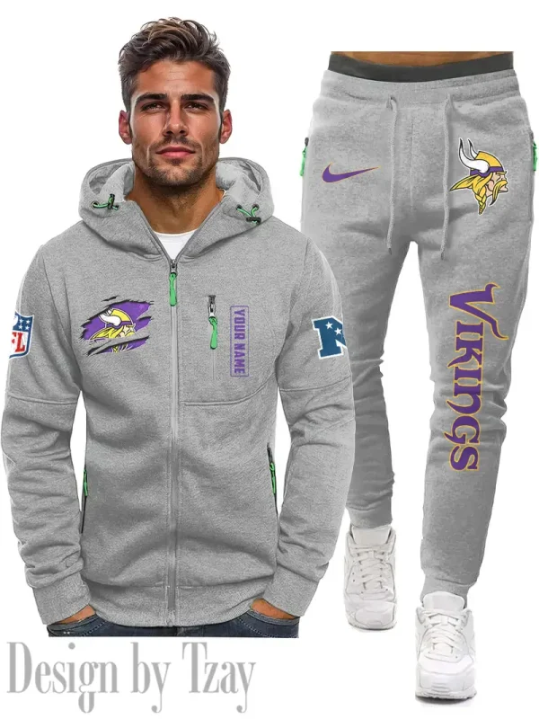 Minnesota Vikings 2D Zipper Hoodie And Jogger Spring Autumn Fashion 2025 SPTM2DZHAJ273 - Image 2