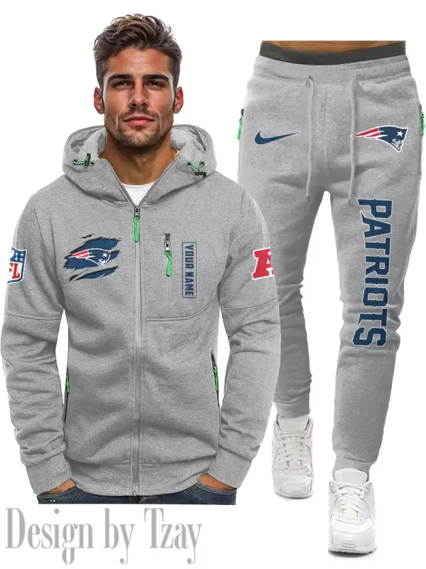 New England Patriots 2D Zipper Hoodie And Jogger Spring Autumn Fashion 2025 SPTM2DZHAJ274 - Image 2