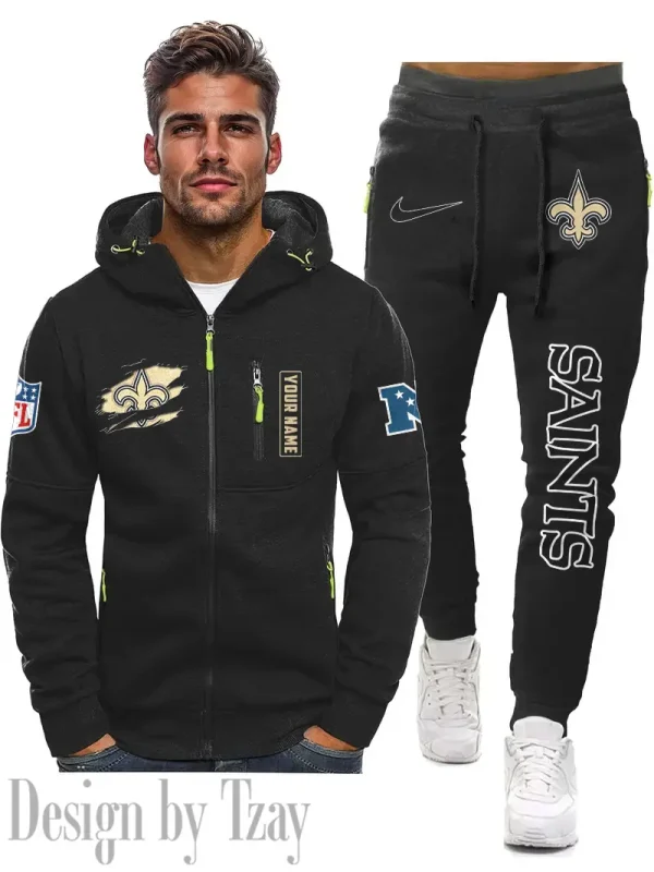 New Orleans Saints 2D Zipper Hoodie And Jogger Spring Autumn Fashion 2025 SPTM2DZHAJ275