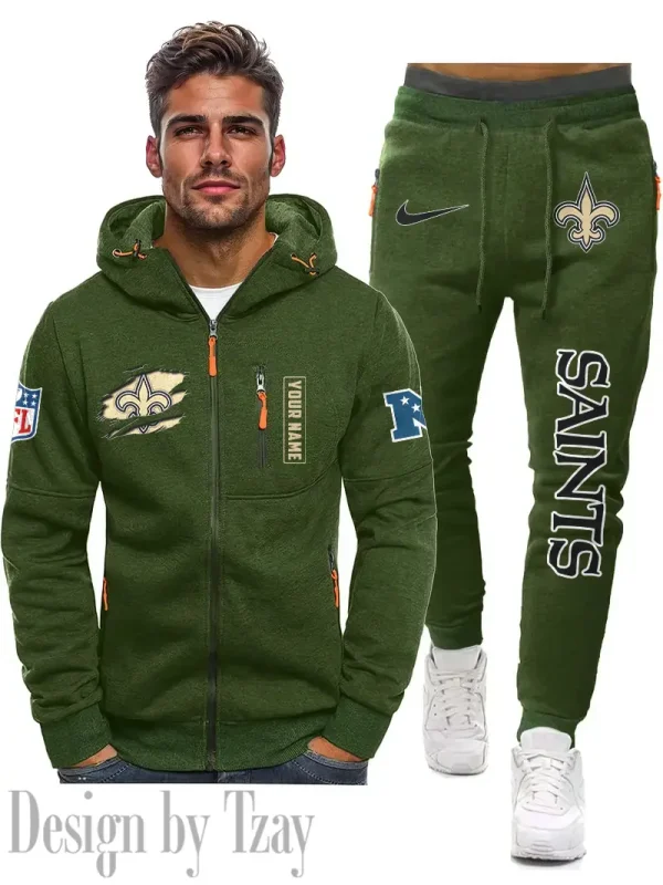 New Orleans Saints 2D Zipper Hoodie And Jogger Spring Autumn Fashion 2025 SPTM2DZHAJ275 - Image 2