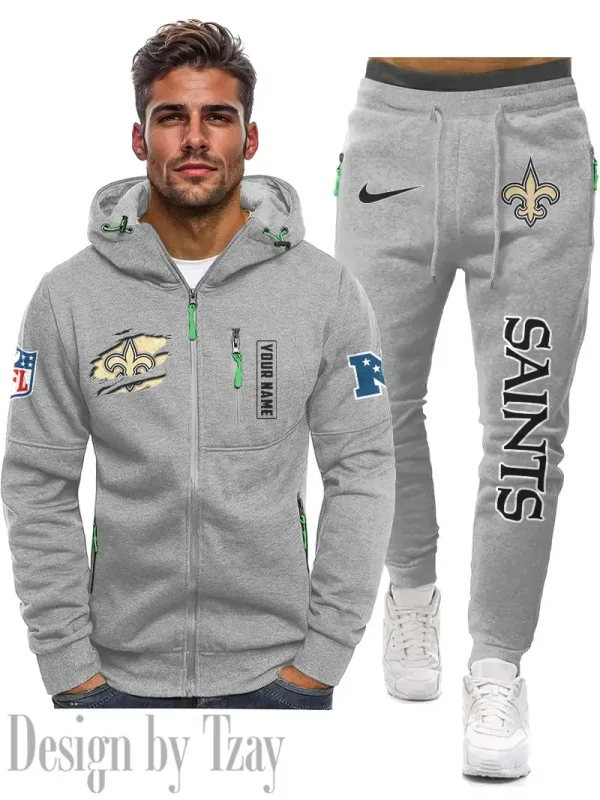 New Orleans Saints 2D Zipper Hoodie And Jogger Spring Autumn Fashion 2025 SPTM2DZHAJ275 - Image 4