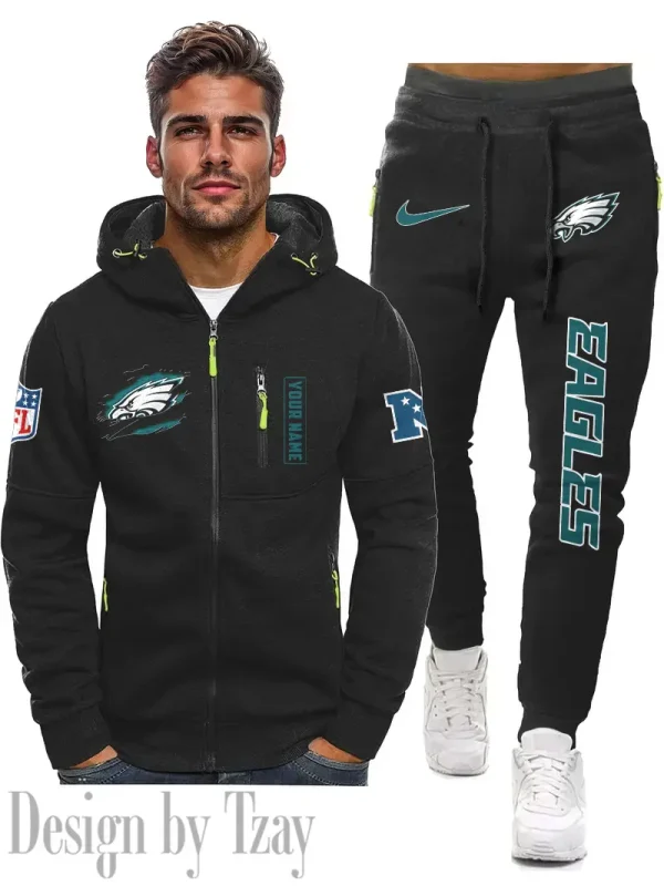 Philadelphia Eagles 2D Zipper Hoodie And Jogger Spring Autumn Fashion 2025 SPTM2DZHAJ278 - Image 2