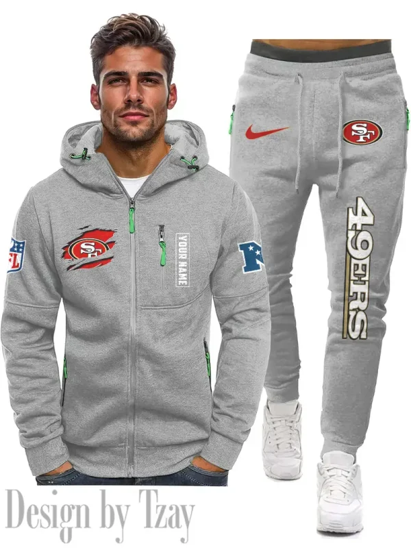 San Francisco 49ers 2D Zipper Hoodie And Jogger Spring Autumn Fashion 2025 SPTM2DZHAJ280