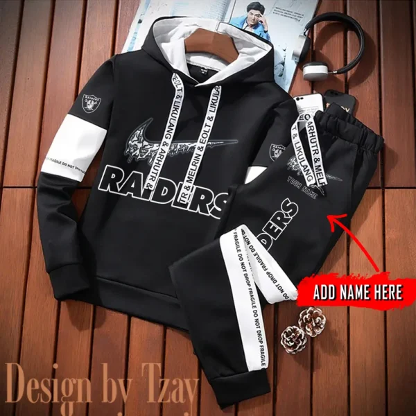 Las Vegas Raiders New Fashion Casual Sportswear: Stylish Hooded Sweatshirt and Jogger Pants Set for Men SPTCSSW109 - Image 2