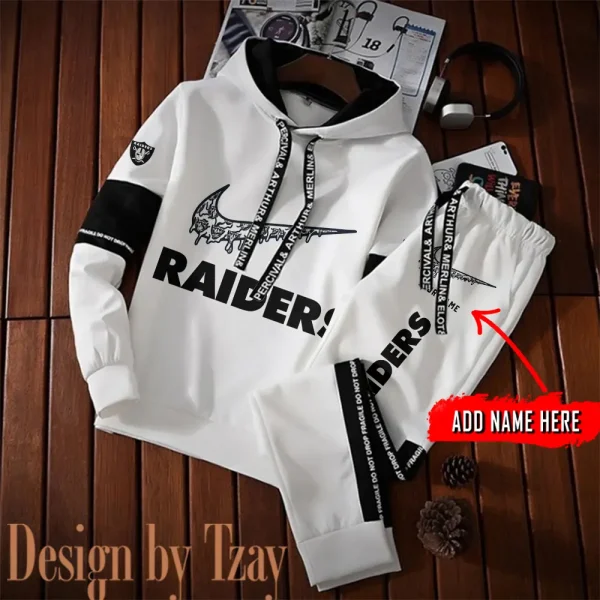 Las Vegas Raiders New Fashion Casual Sportswear: Stylish Hooded Sweatshirt and Jogger Pants Set for Men SPTCSSW109